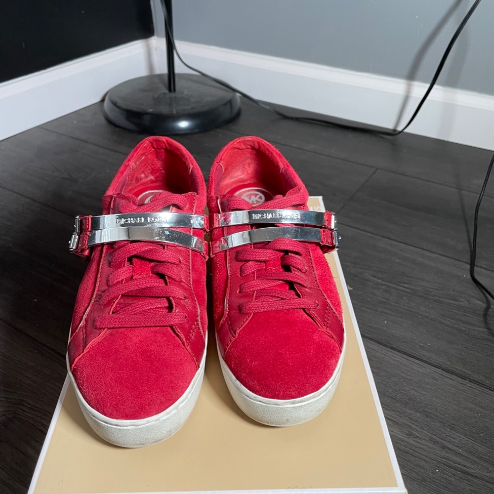 MICHAEL KORS SCARLET RED SUEDE SNEAKER